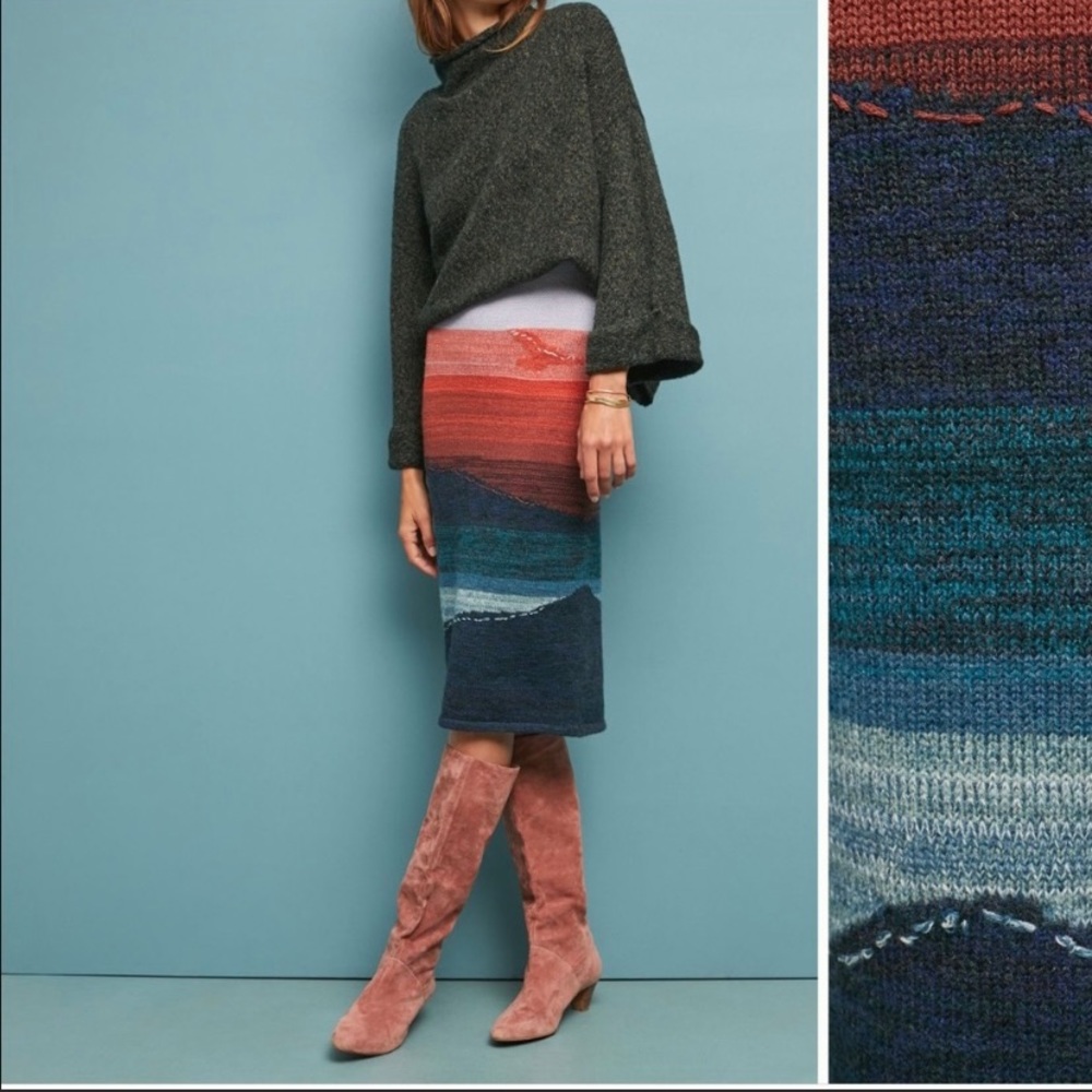 anthropologie knit sweater stripe skirt